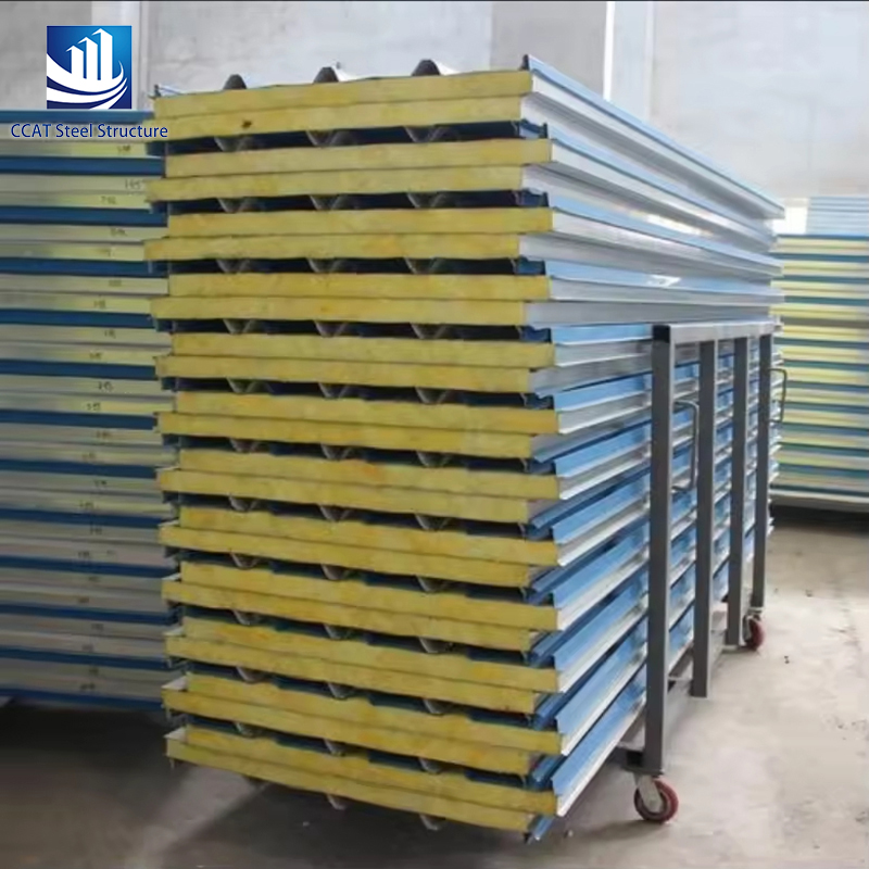 The building uses sandwich panels (38)