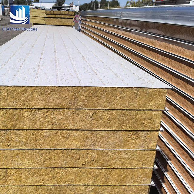 High-Performance Waterproof PU Sealing Rock Wool Sandwich Panel for Indoor Stadium Roofing